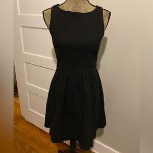 Elle Black Embossed Paisley Print Fit and Flair Cocktail Dress